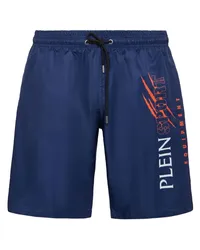 Philipp Plein Badeshorts mit Logo-Print Blau