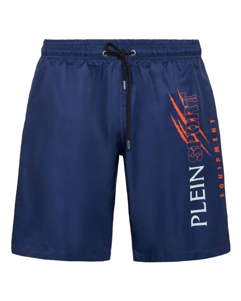 Philipp Plein Badeshorts mit Logo-Print Blau