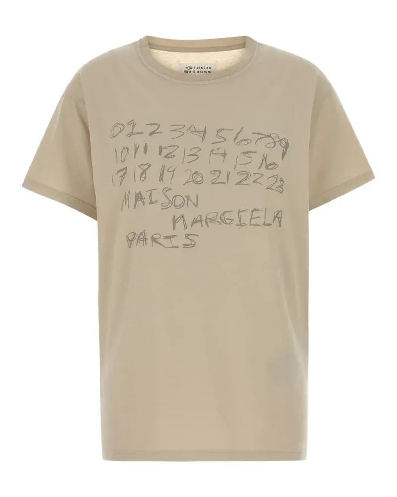 Maison Margiela Numerical logo-print crew-neck T-shirt - Nude Nude