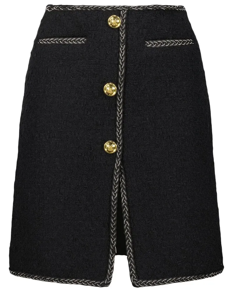 Giambattista Valli Tweed-Minirock mit hohem Bund - Schwarz Schwarz