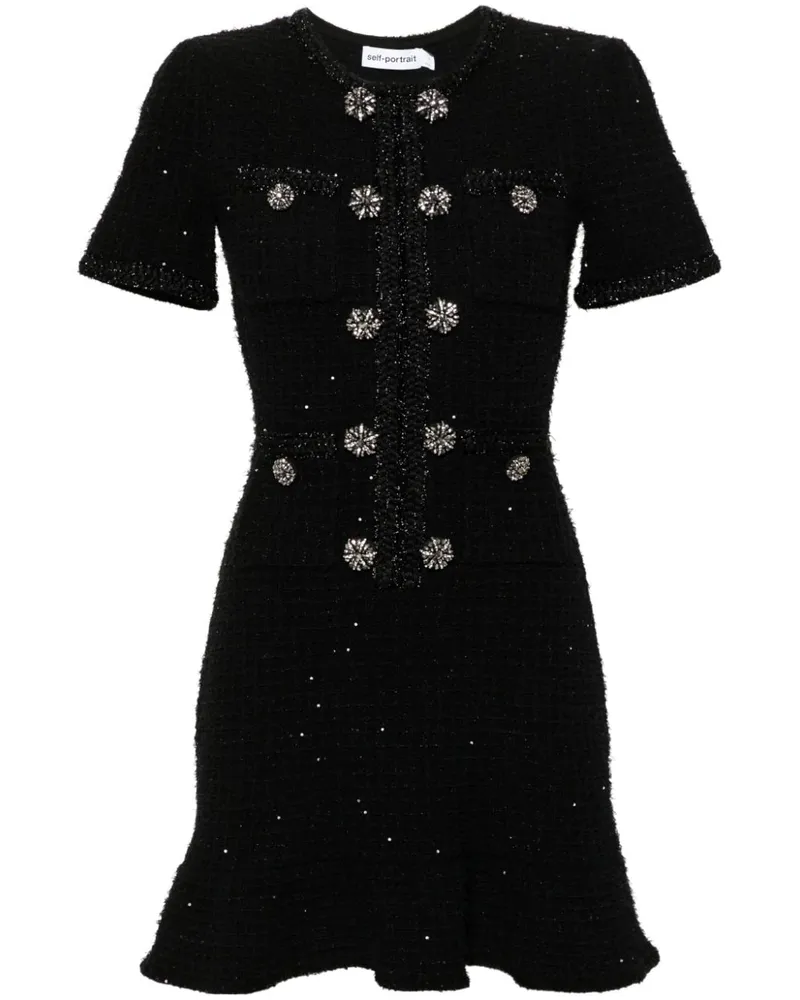 Self-Portrait Minikleid mit Pailletten - Schwarz Schwarz