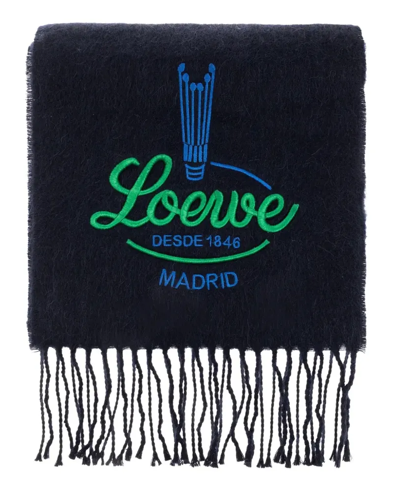 Loewe Schal mit Logo-Stickerei - Blau Blau