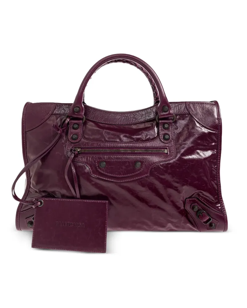Balenciaga medium Le City leather tote bag - Violett Violett