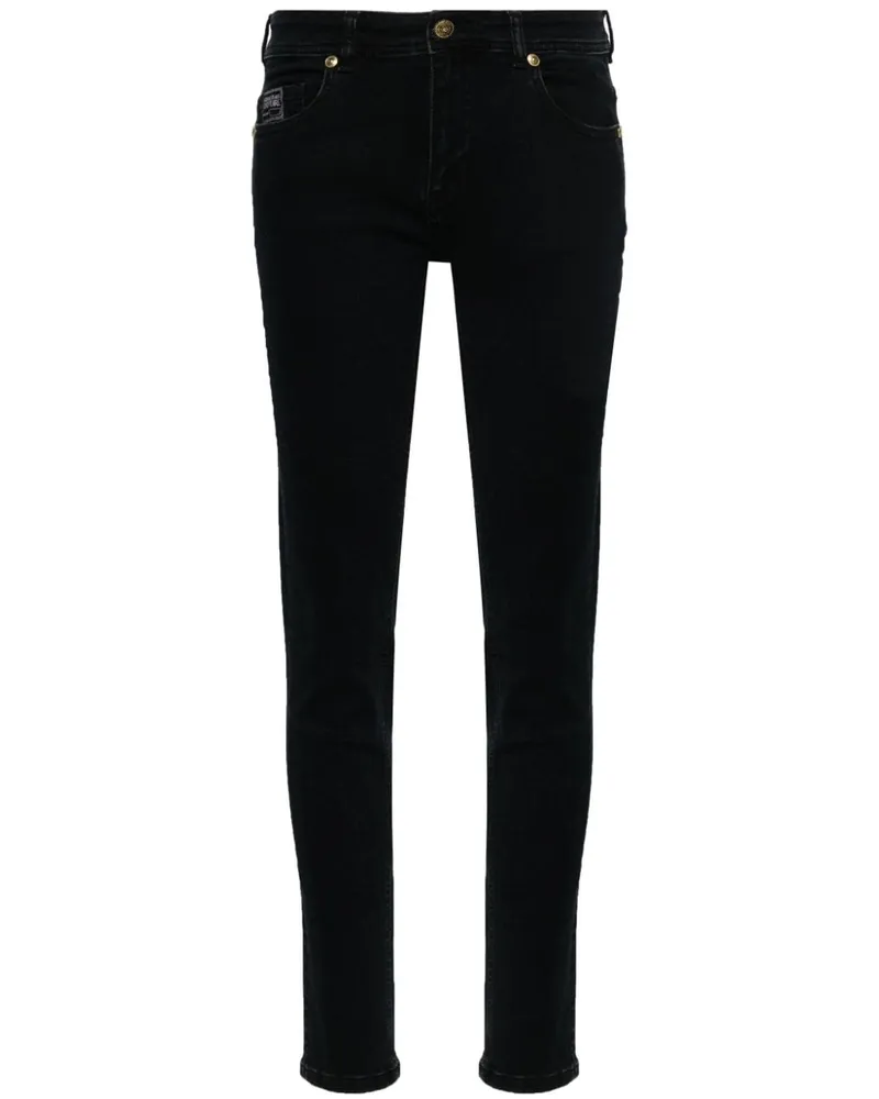 Versace Jeans Skinny-Jeans mit Logo-Schild Blau