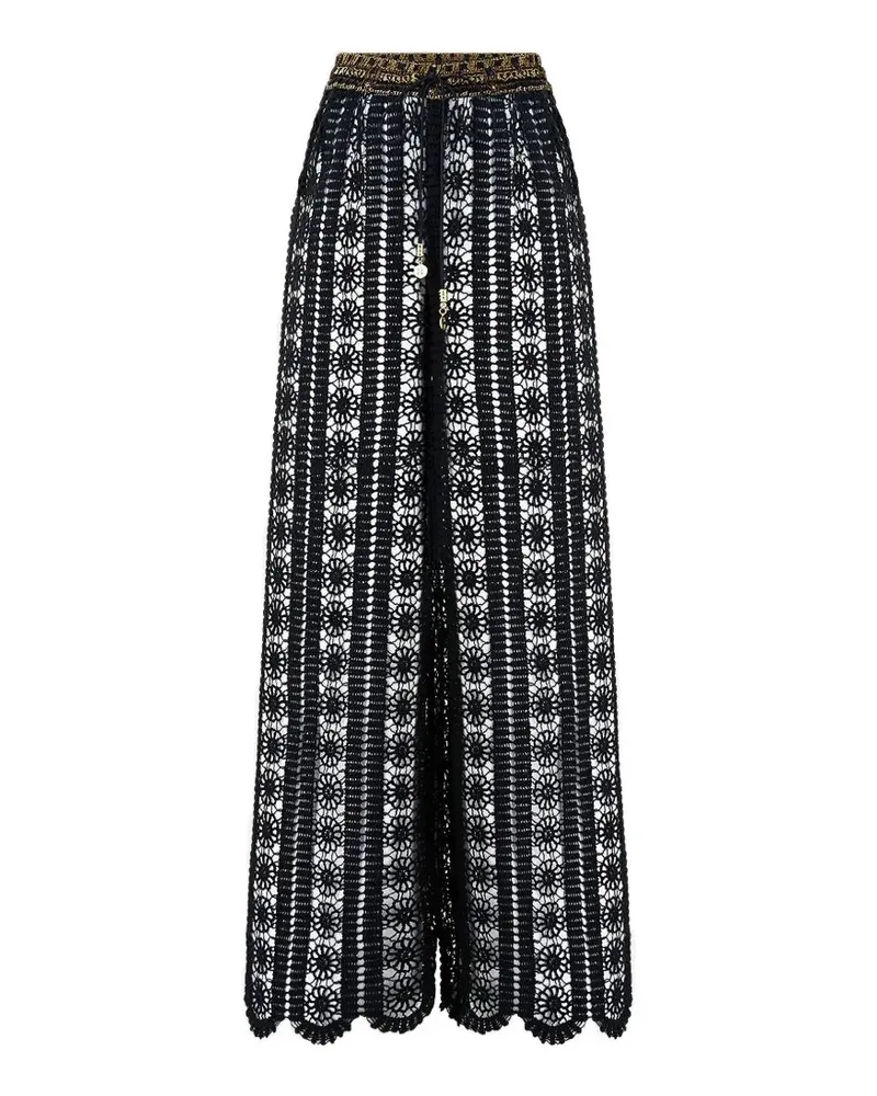 Camilla Hose mit Blumenspitze - Schwarz Schwarz