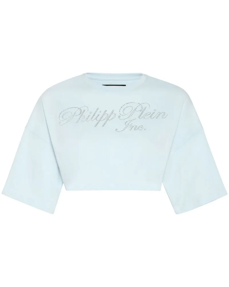 Philipp Plein T-Shirt mit kristallverziertem Logo-Print - Blau Blau