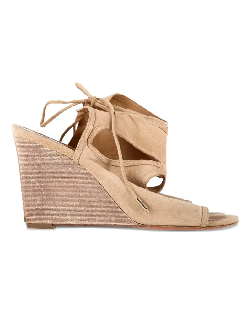 Aquazzura Wedge-Sandalen mit Laser-Cuts - Nude Nude