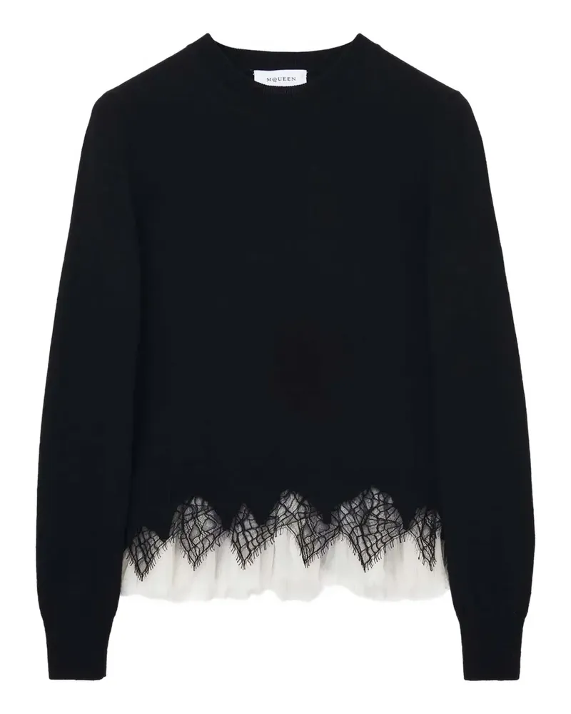 Alexander McQueen Pullover mit Spitzenbesatz - Schwarz Schwarz