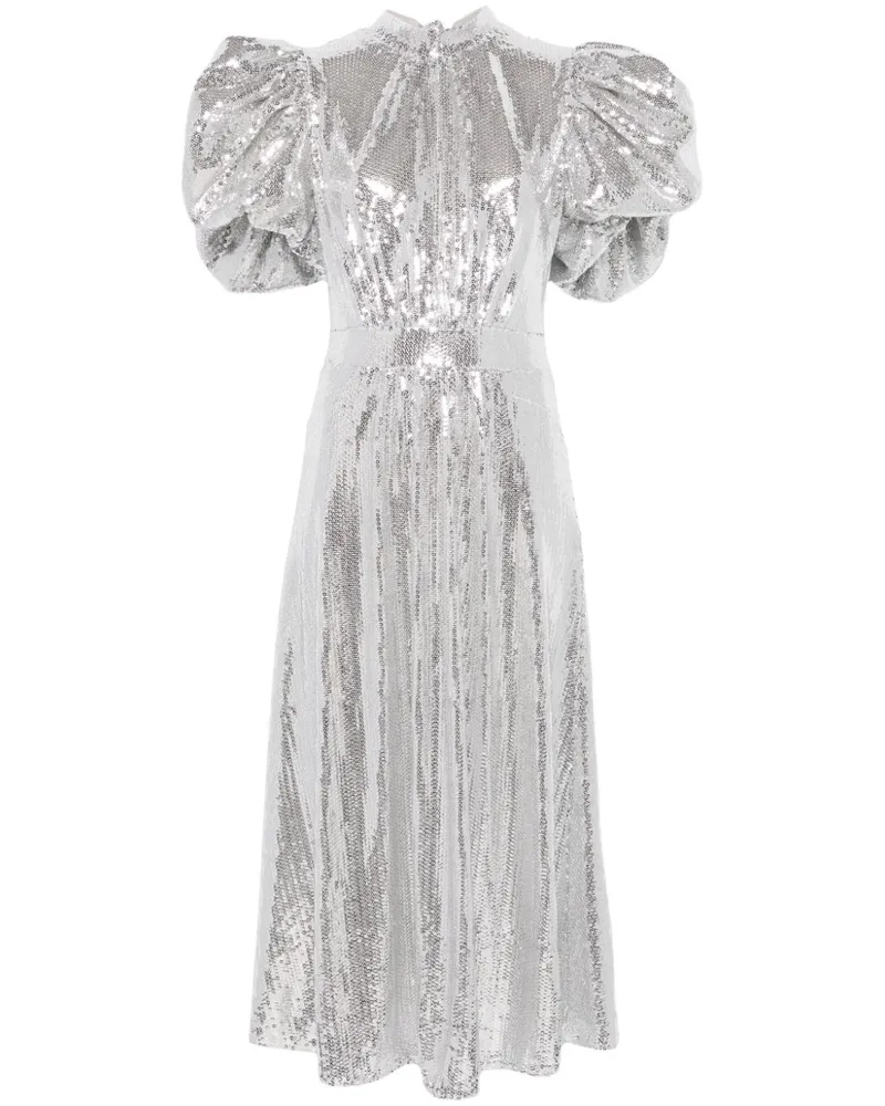ROTATE Birger Christensen Maxikleid mit Pailletten - Silber Silber