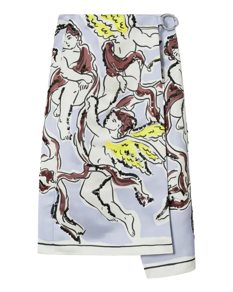 Tory Burch printed satin skirt - Blau Blau