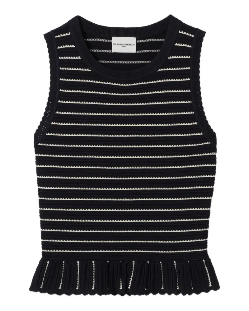 Claudie Pierlot Gestreiftes Top mit Rüschen - Blau Blau