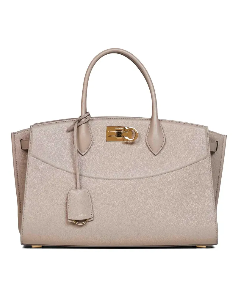 Ferragamo Gehämmerte Gancini Tote Bag - Nude Nude