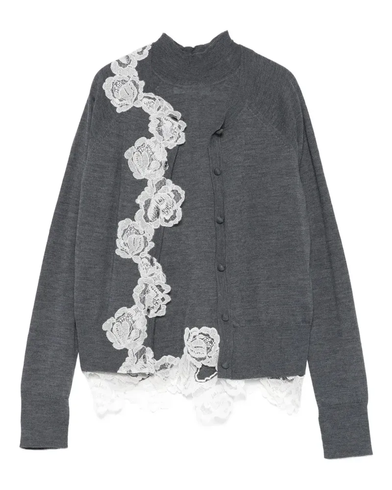 Blumarine Cardigan mit Spitze - Grau Grau
