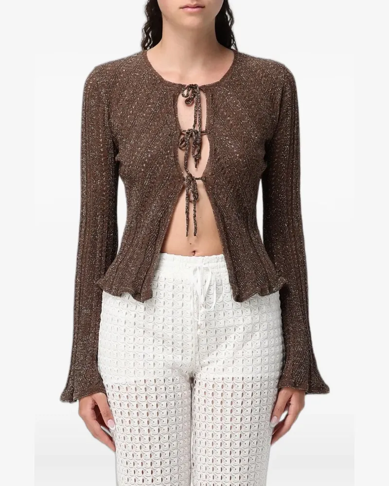 Twin-Set Cardigan im Metallic-Look - Braun Braun