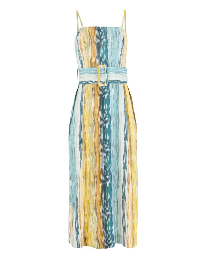 Rosie Assoulin Gestreiftes Artichoke Midikleid mit Gürtel - Gelb Gelb