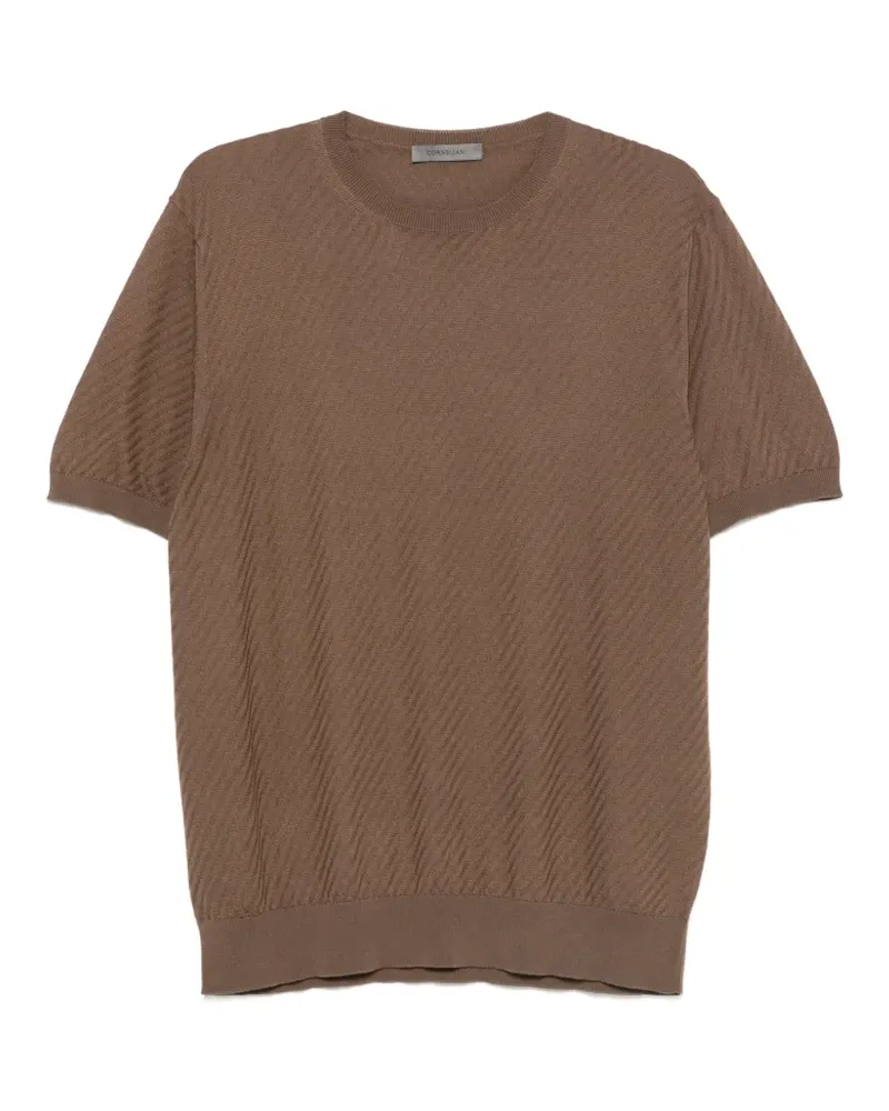 Corneliani Strukturiertes Strick-T-Shirt - Braun Braun