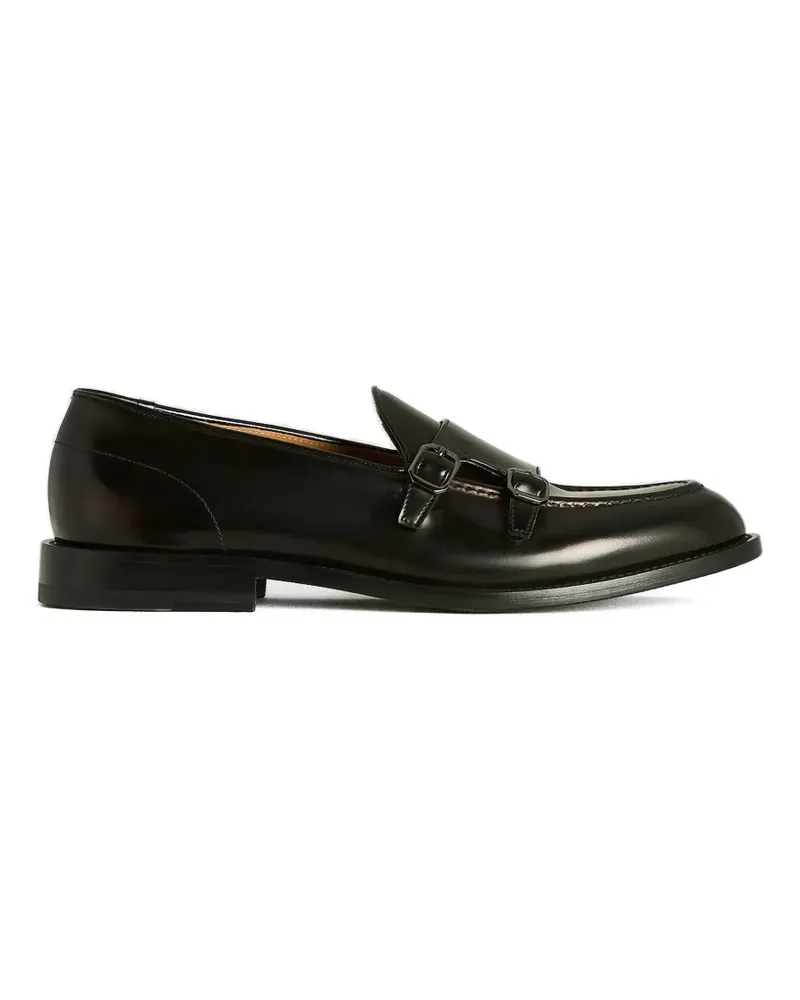 Kiton Gebürstete Monk-Schuhe mit Doppelschnalle - Schwarz Schwarz