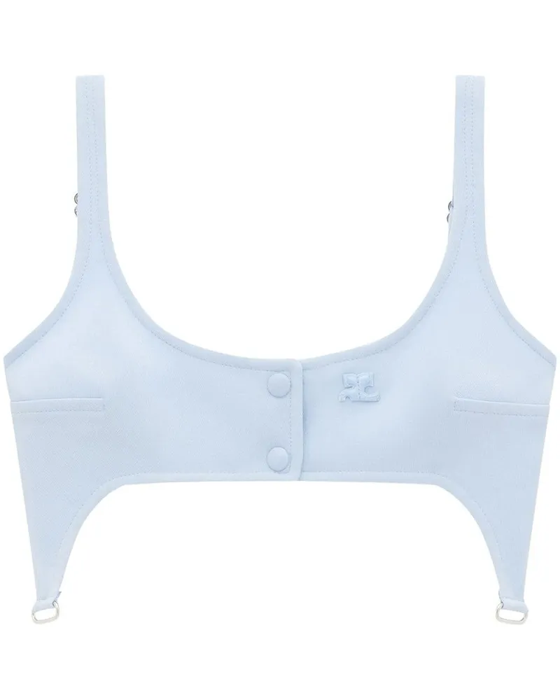 Courrèges Cropped-Top im Strumpfhalter-Look - Blau Blau