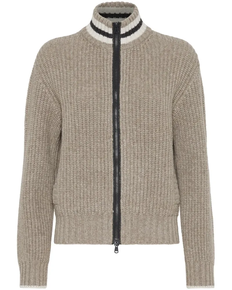 Brunello Cucinelli Gerippter Kaschmircardigan - Nude Nude