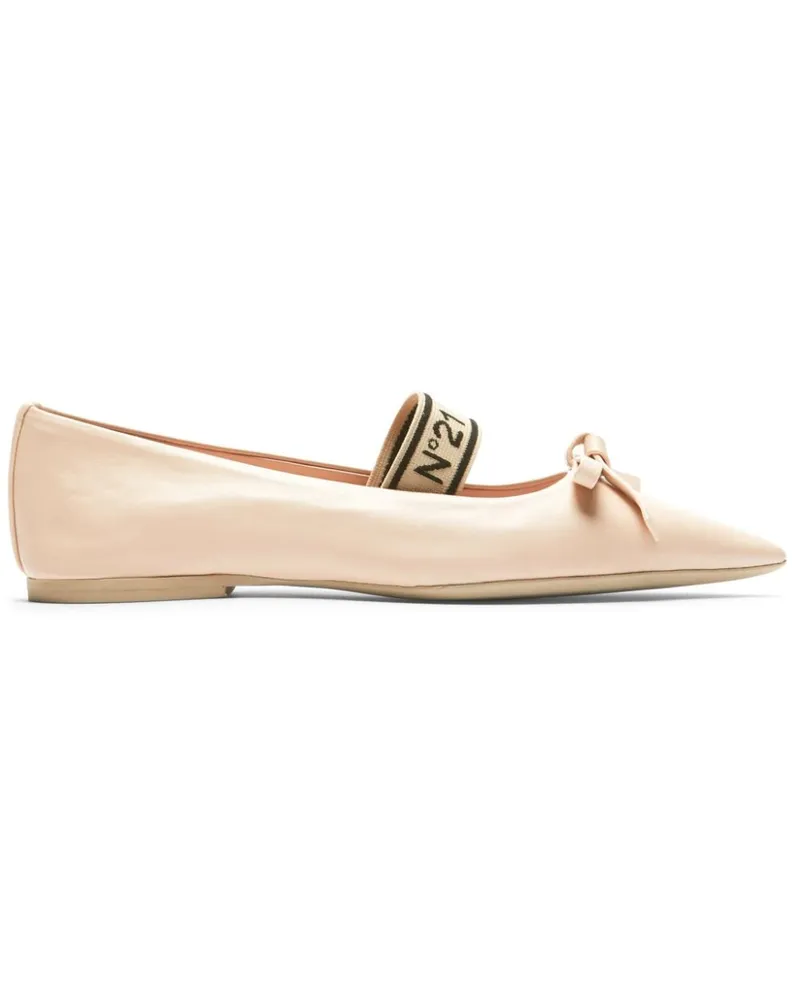 N° 21 bow leather ballerina shoes Nude