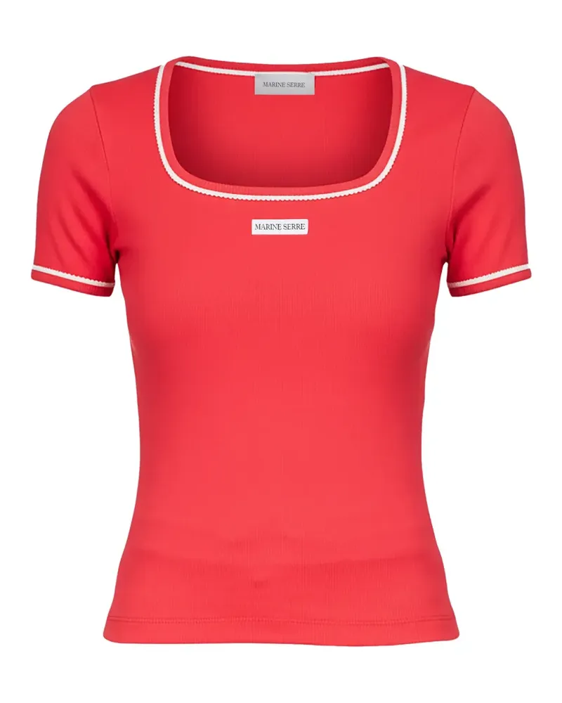 Marine Serre ribbed square-neck T-shirt - Rot Rot