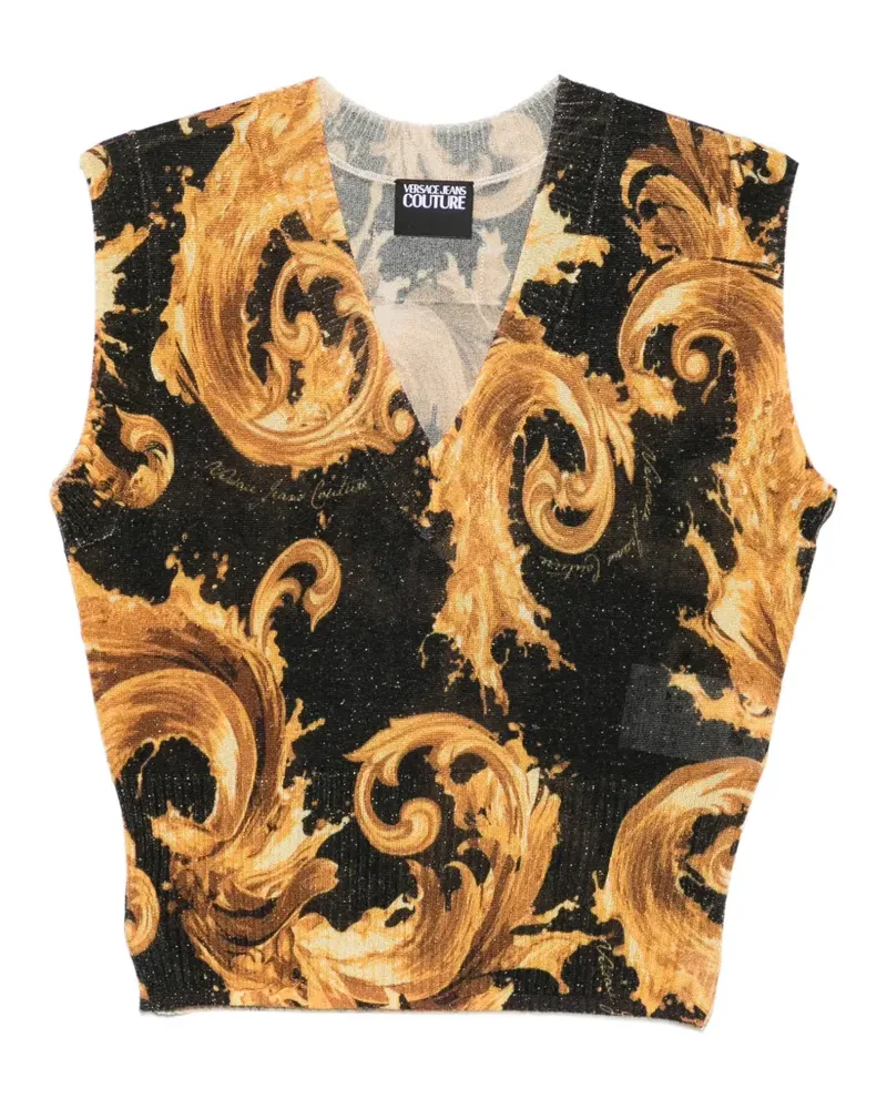 Versace Jeans V-neck baroque-print vest - Gold Gold