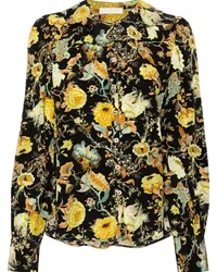 Ulla Johnson Veron Seidenbluse mit Blumen-Print Schwarz