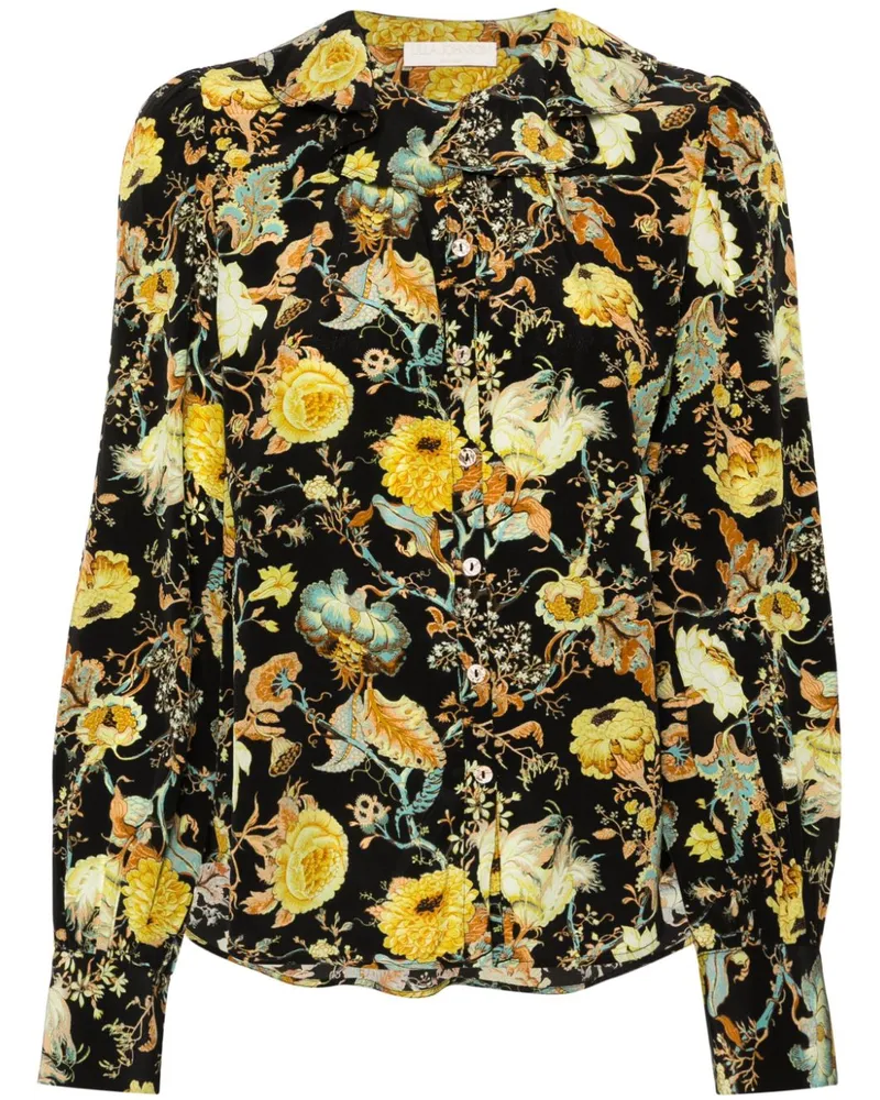 Ulla Johnson Veron Seidenbluse mit Blumen-Print Schwarz