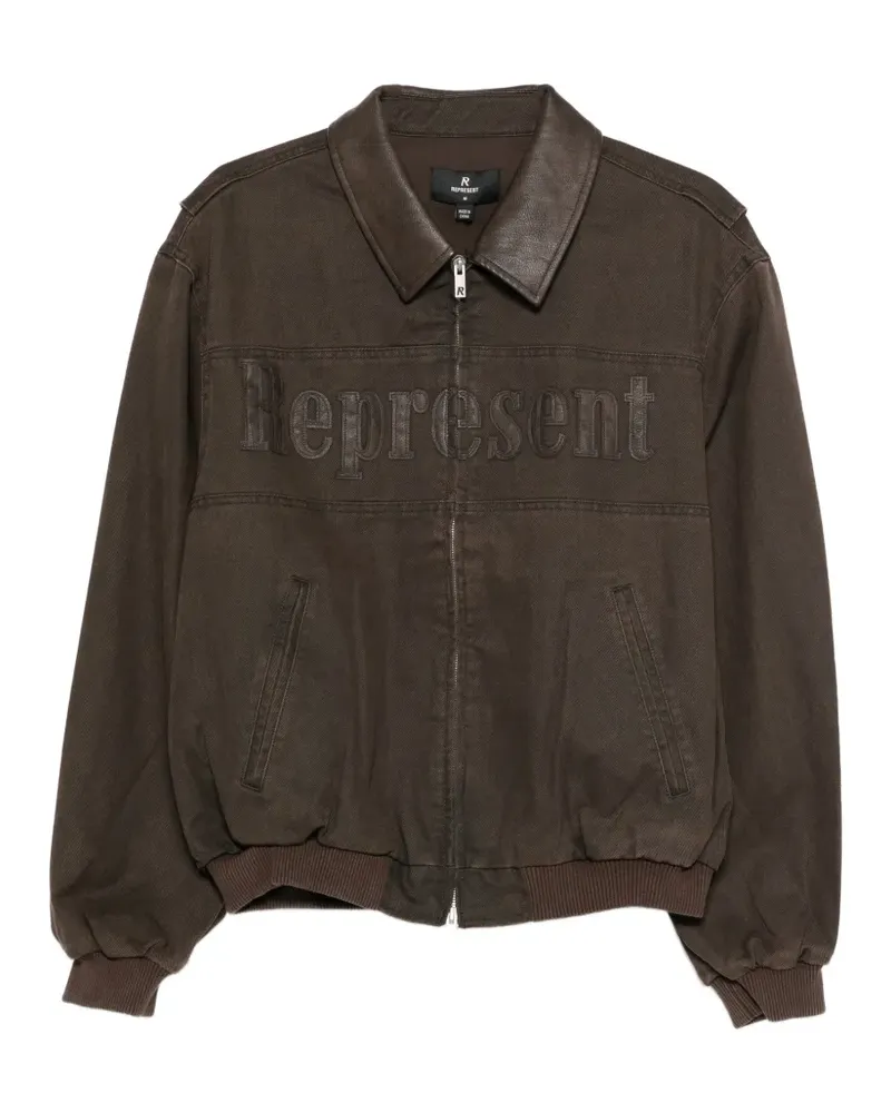REPRESENT Roscoe logo collared bomber jacket - Braun Braun