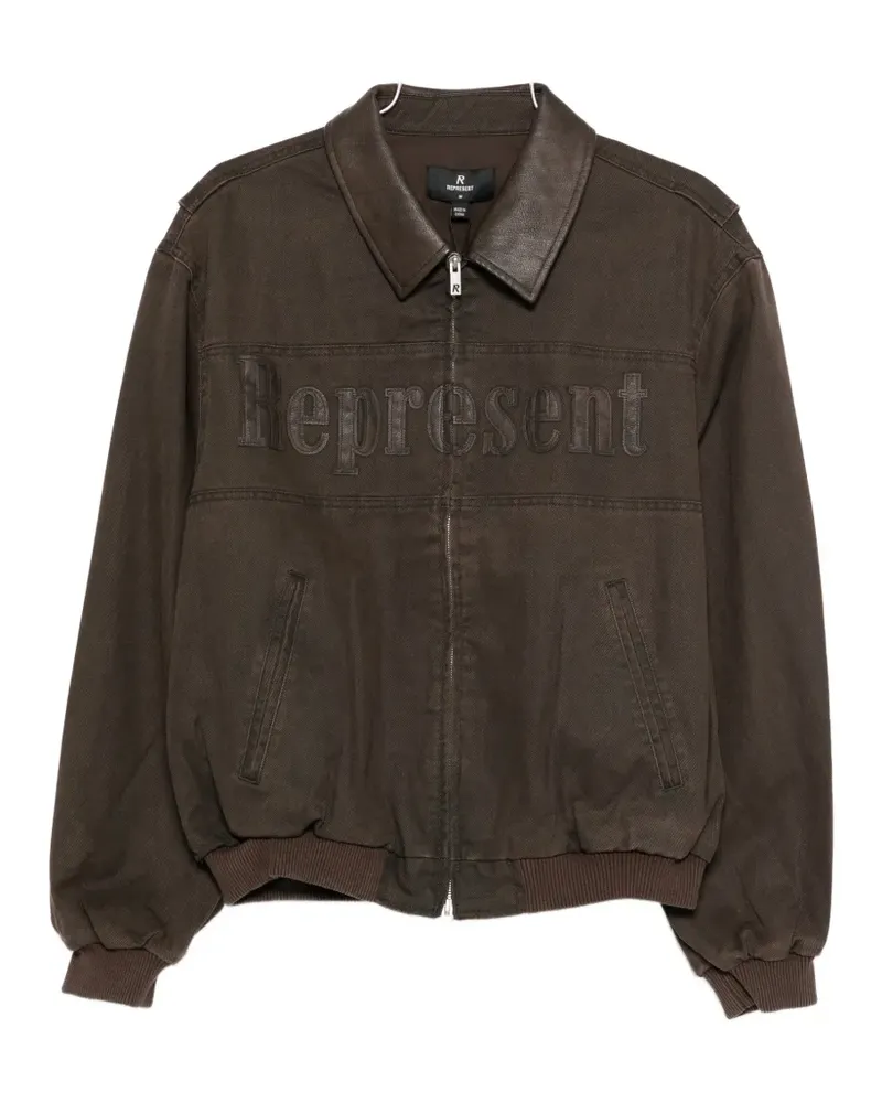 REPRESENT Roscoe logo collared bomber jacket - Braun Braun