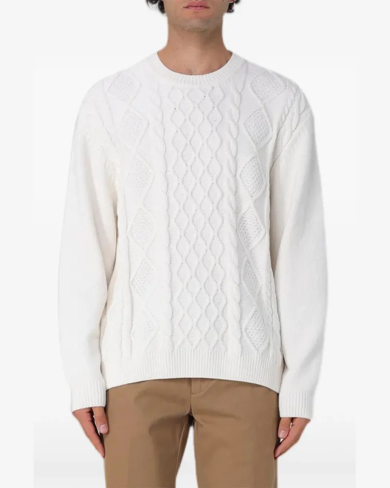 Armani Exchange Pullover mit Zopfmuster - Weiß Weiß