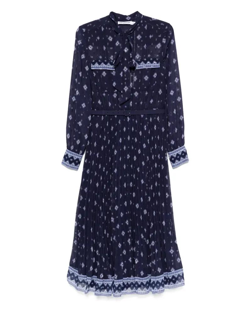 Self-Portrait Midikleid mit Blumen-Print - Blau Blau