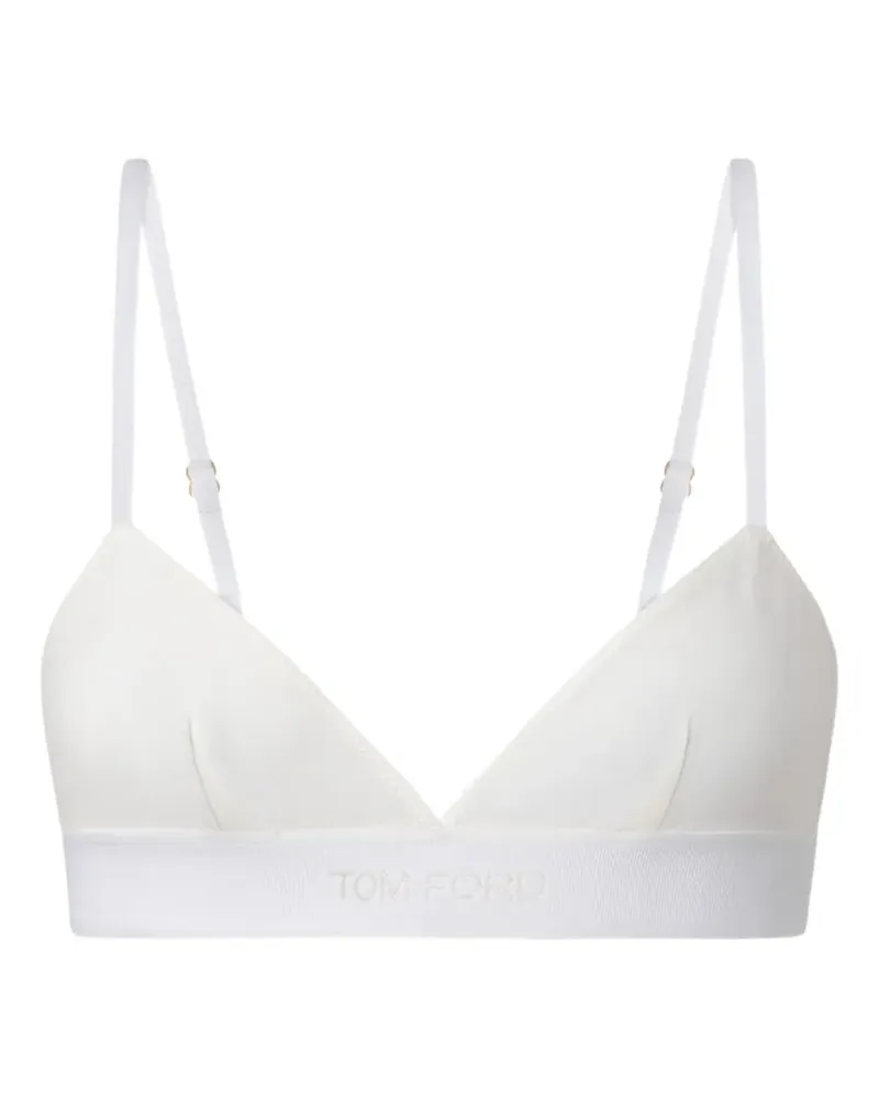 Tom Ford logo-embroidered bra - Weiß Weiß