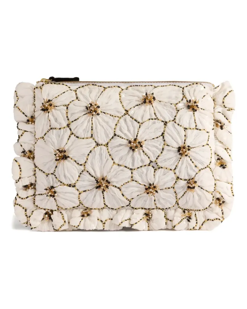 La DoubleJ Clutch mit Blumenstickerei - Weiß Weiß