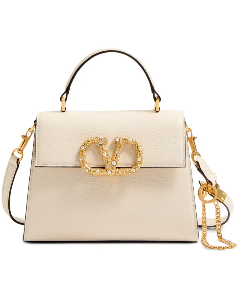 Valentino Garavani Kleine Vsling Handtasche aus gekörntem Kalbsleder mit Juwelen-Logo - Nude Nude