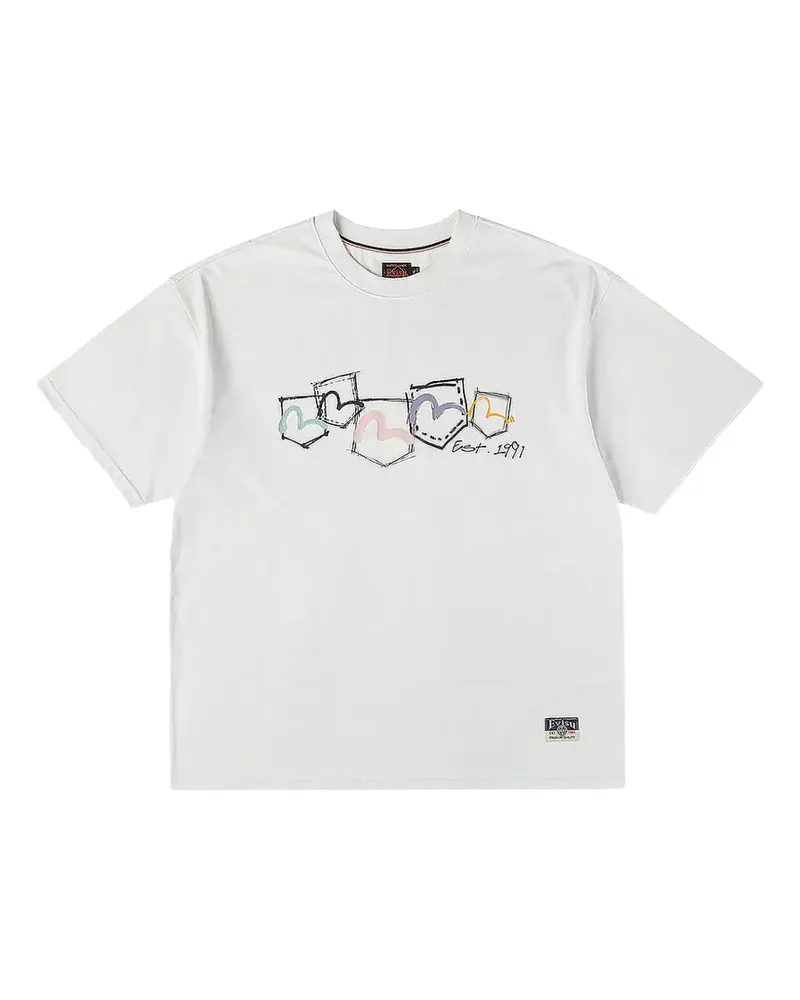 Evisu T-Shirt mit mehreren Taschen - Weiß Weiß