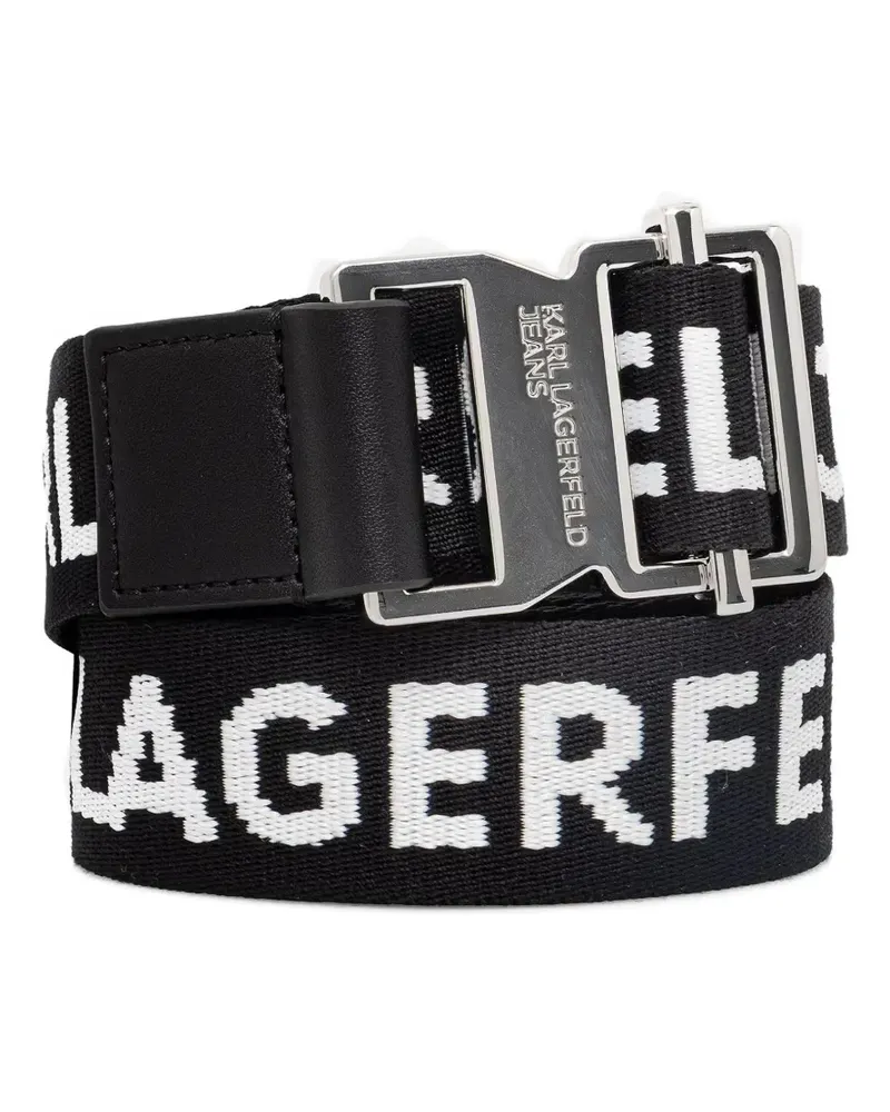 Karl Lagerfeld logo-intarsia buckle belt - Schwarz Schwarz