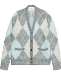 AMI Paris Cardigan mit Argyle-Muster Grau