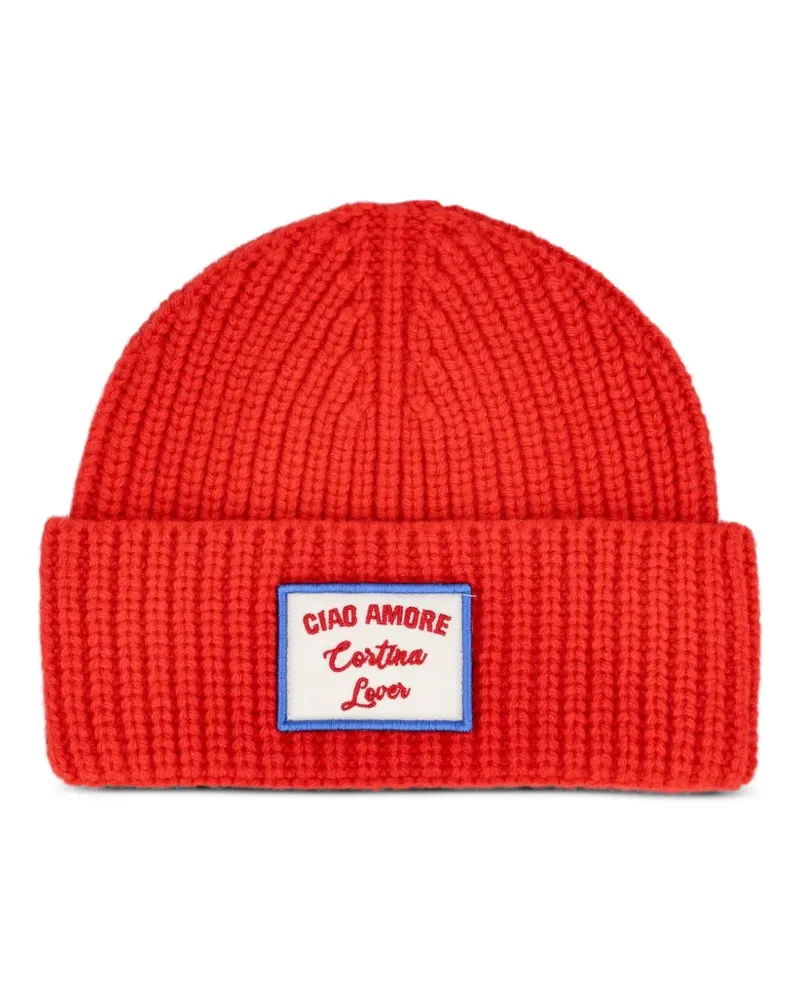 Giada Benincasa Gerippte Beanie mit Logo-Patch - Rot Rot