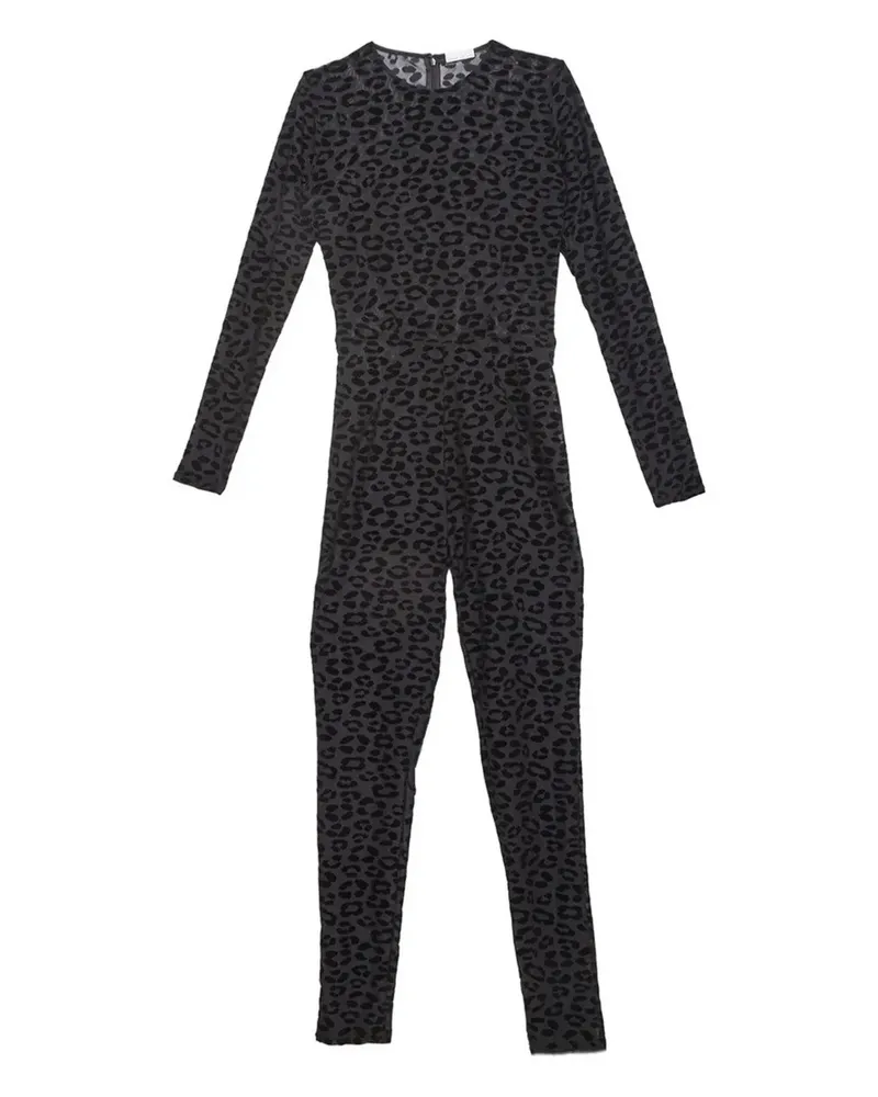 Fleur Du Mal Flocked Catsuit mit Leoparden-Print - Schwarz Schwarz