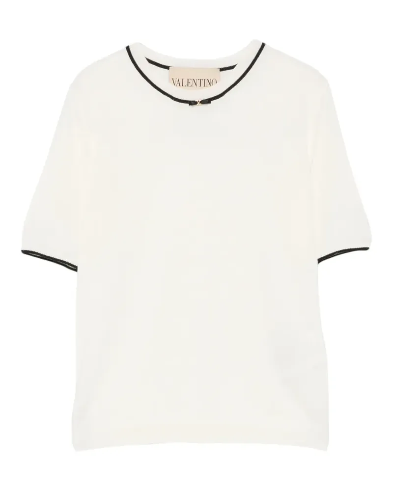 Valentino Garavani VLogo contrast-trim knitted T-shirt - Nude Nude