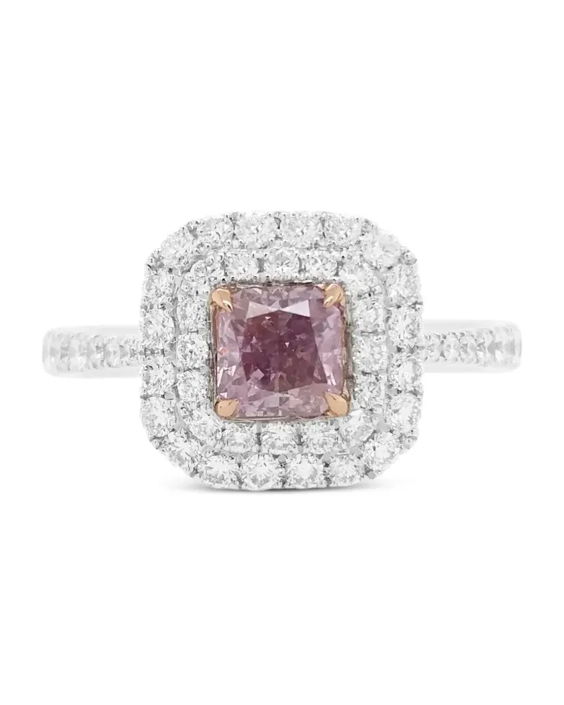 HYT Jewelry Halo-Ring mit doppeltem Diamanten - Silber Silber