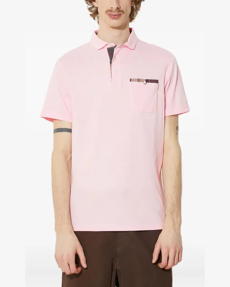 Barbour Poloshirt mit karierter Tasche - Rosa Rosa