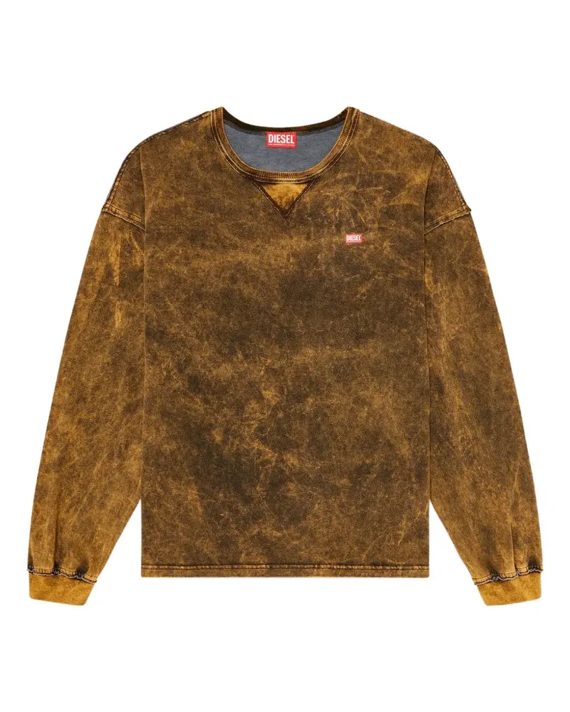 Diesel Langarmshirt mit Acid-Wash-Effekt und ausgefransten Details - Braun Braun