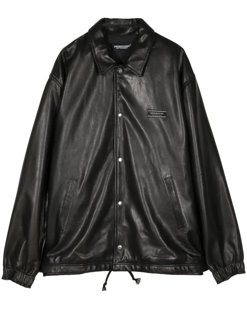 Undercover Lederjacke mit Logo-Applikation - Schwarz Schwarz