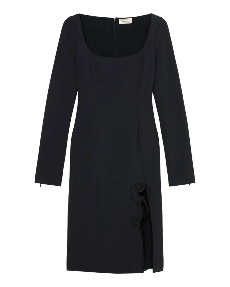 Blumarine Cady Midikleid mit Rosenstickerei - Schwarz Schwarz