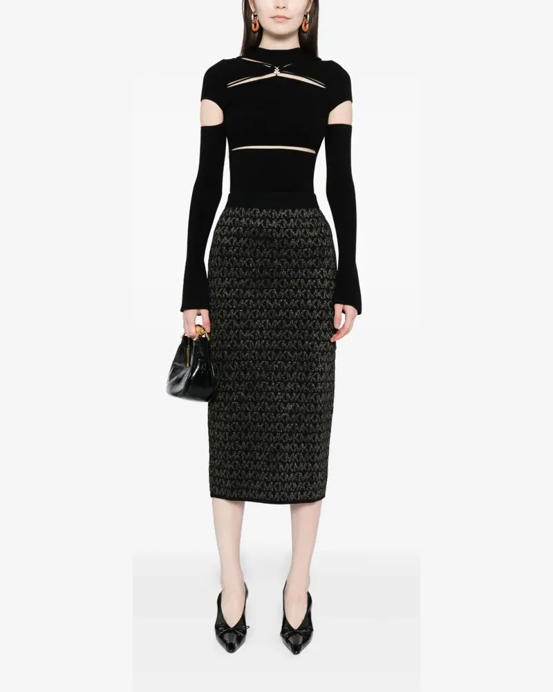 Michael Kors logo-embroidered midi skirt - Schwarz Schwarz