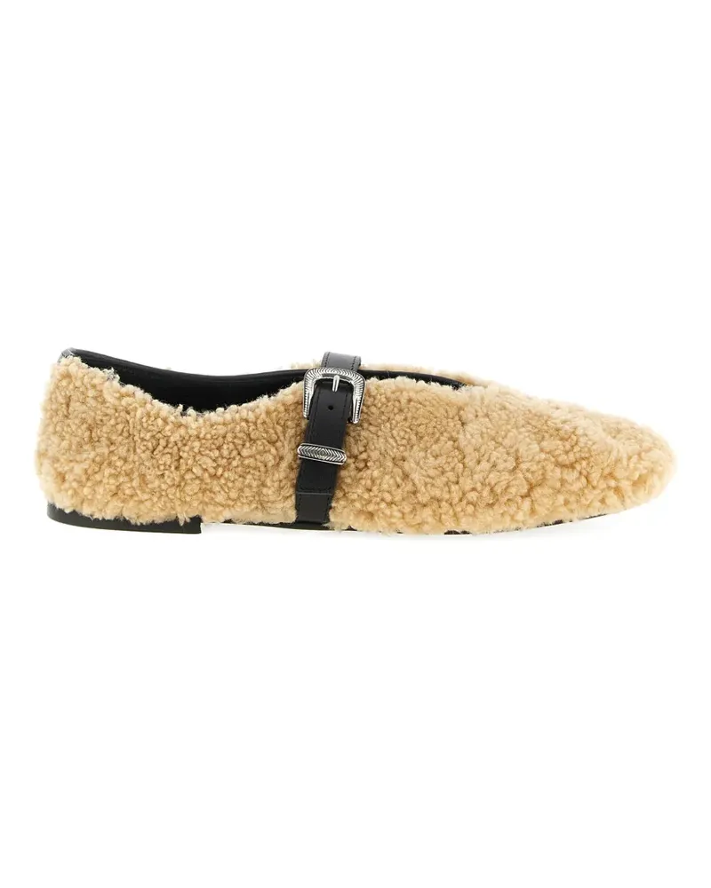 Kate Cate shearling buckle jude ballet flats - Nude Nude