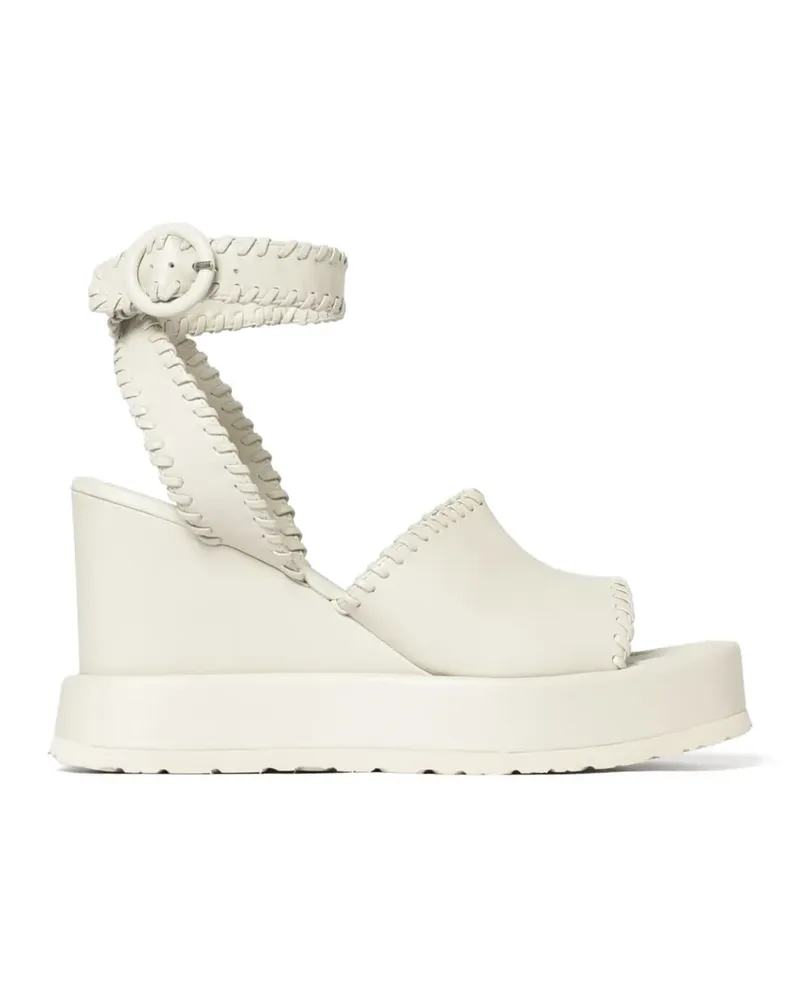 Paloma Barceló Manun Wedge-Sandalen mit Ziernähten - Nude Nude
