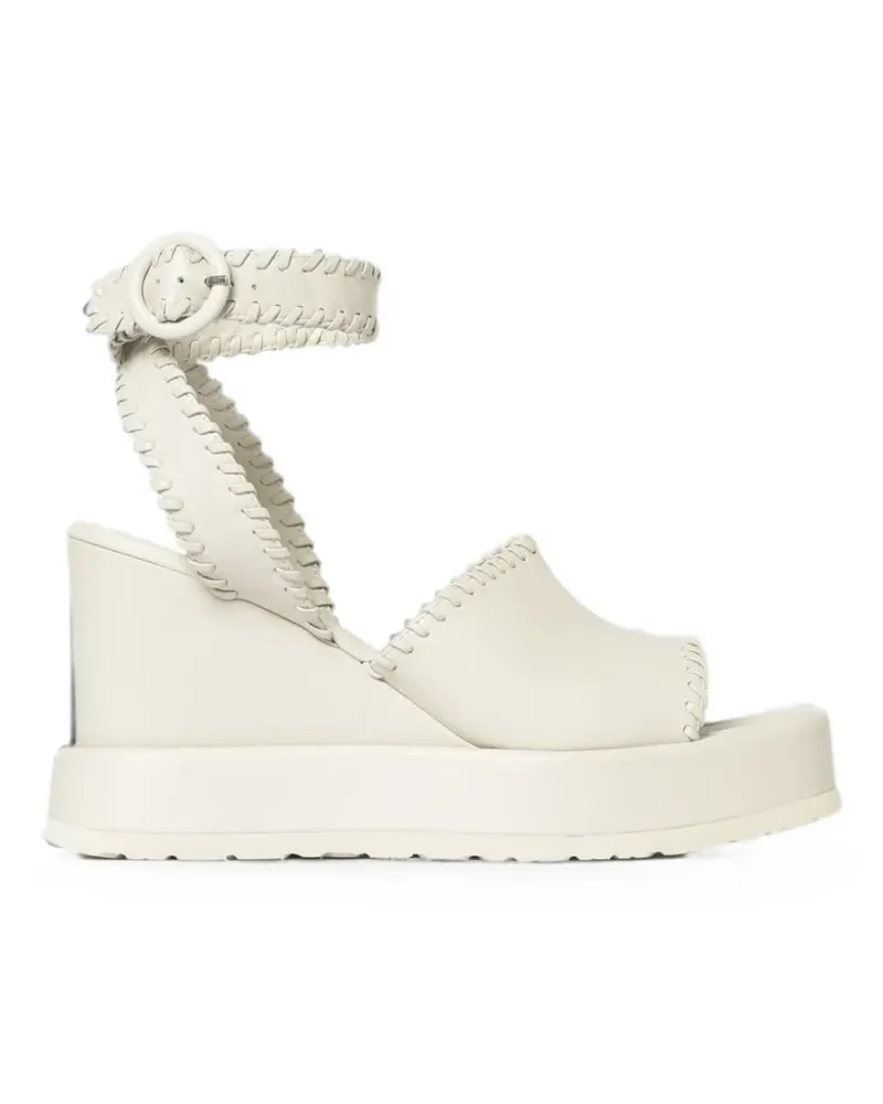 Paloma Barceló Manun Wedge-Sandalen mit Ziernähten - Nude Nude